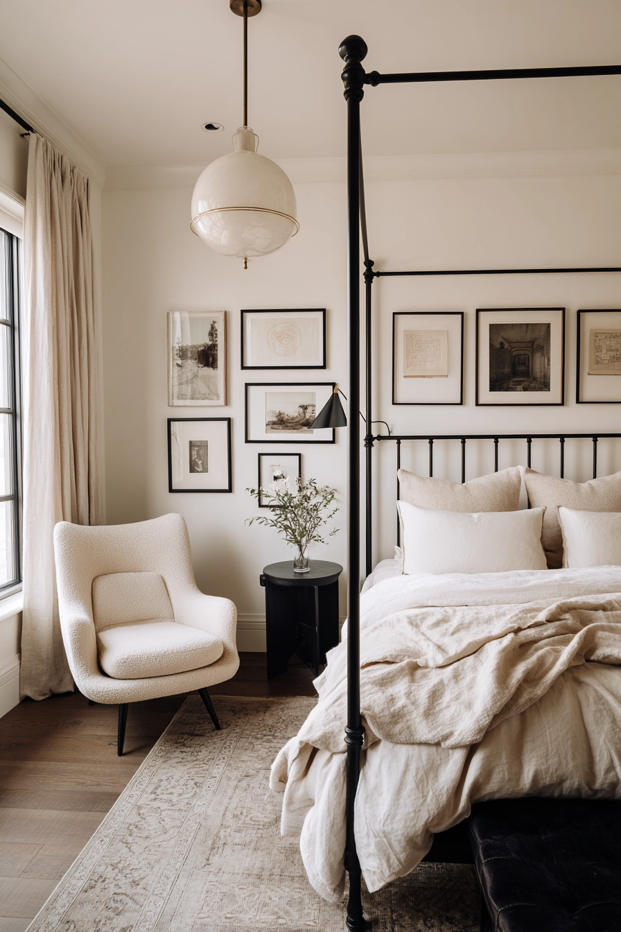beige and black bedroom 12