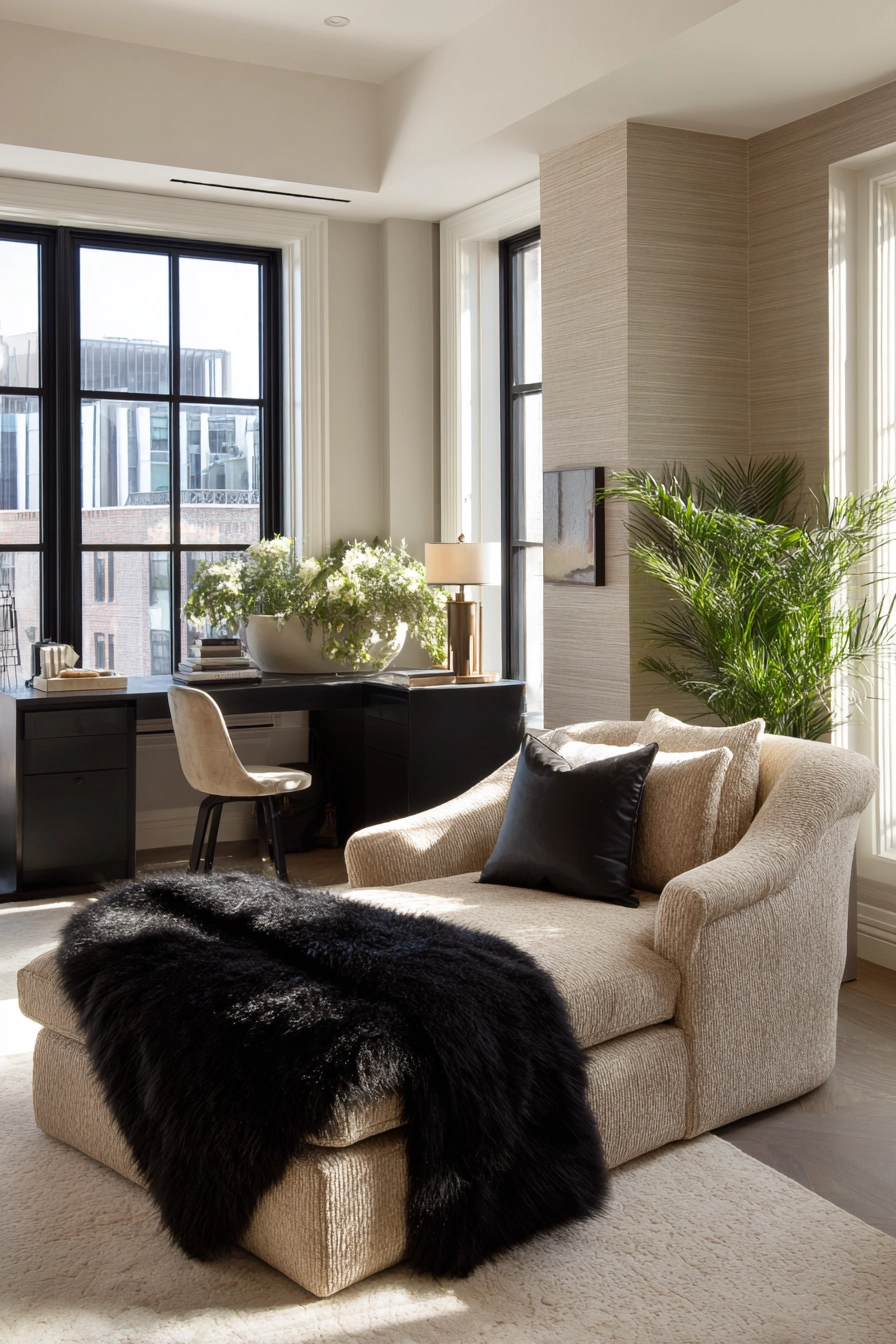 beige and black bedroom 13
