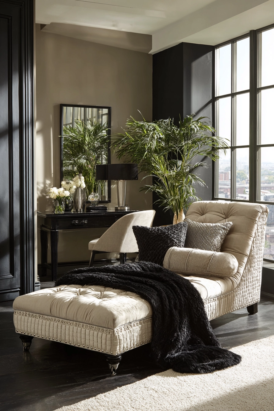 beige and black bedroom 14