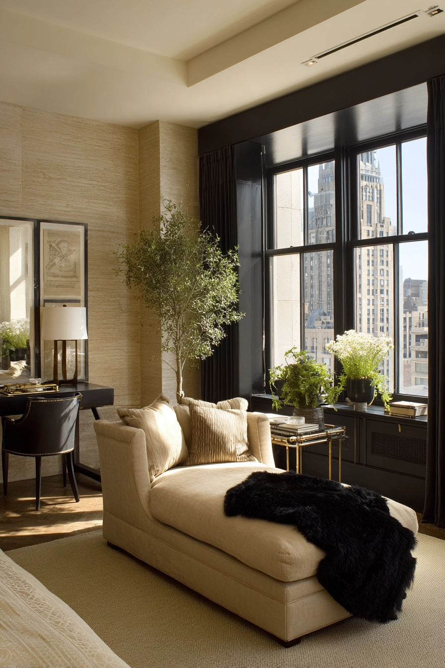 beige and black bedroom 15
