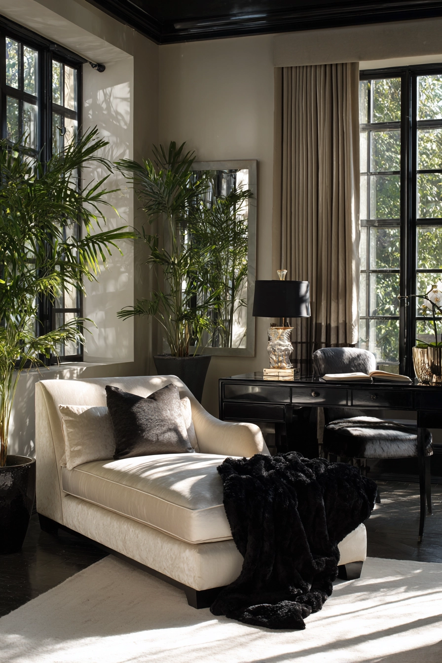 beige and black bedroom 16