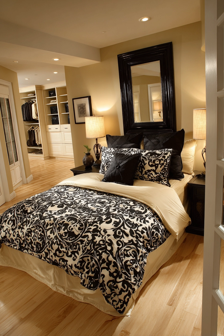 beige and black bedroom 17