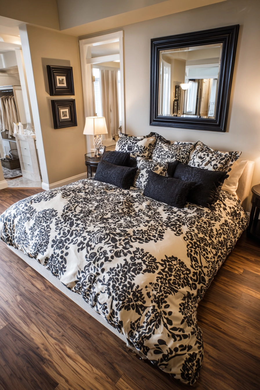 beige and black bedroom 19