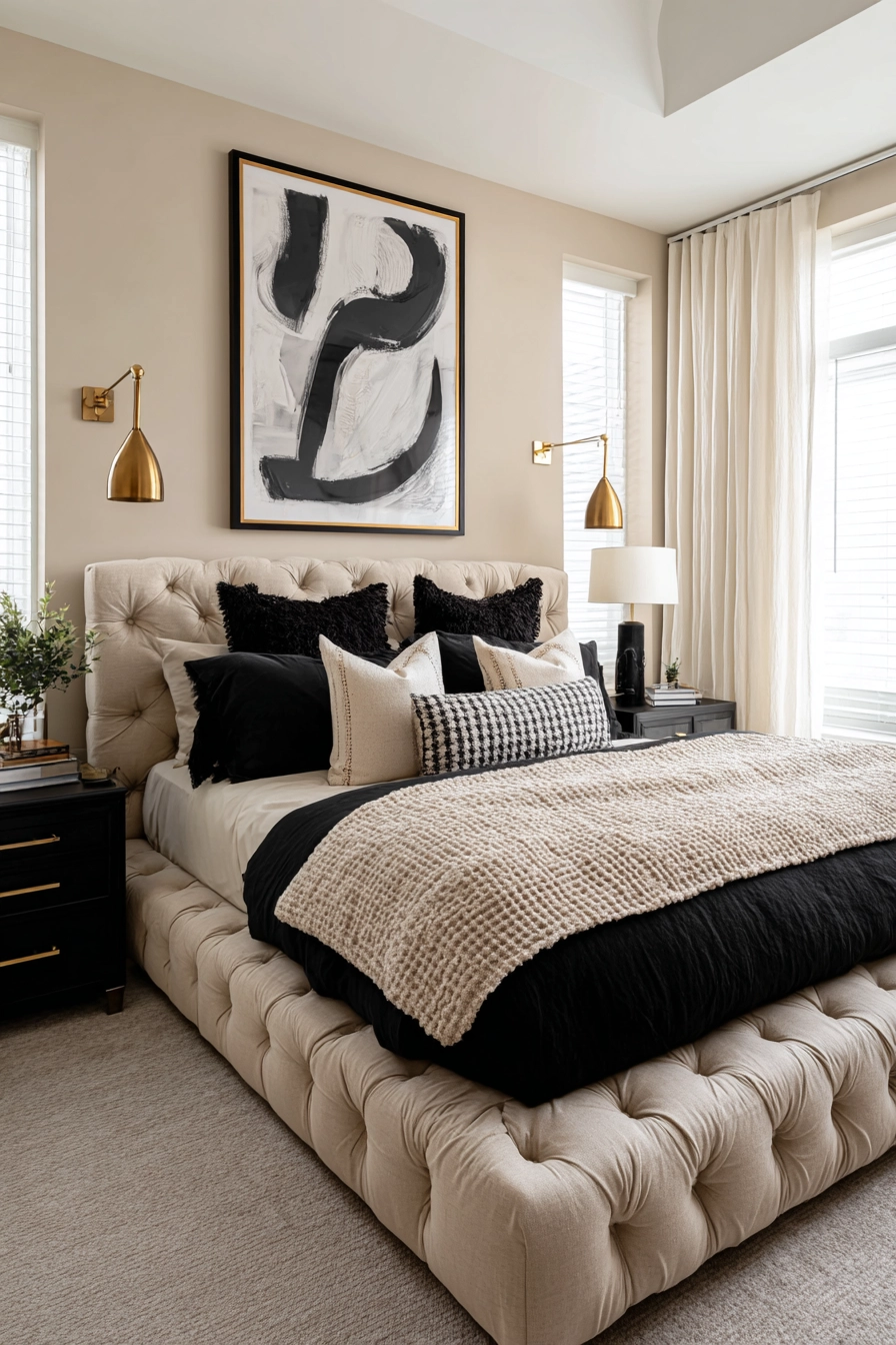 beige and black bedroom 2