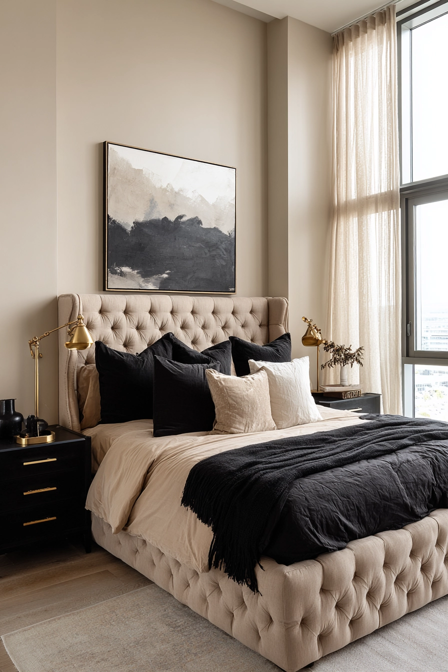 beige and black bedroom 3