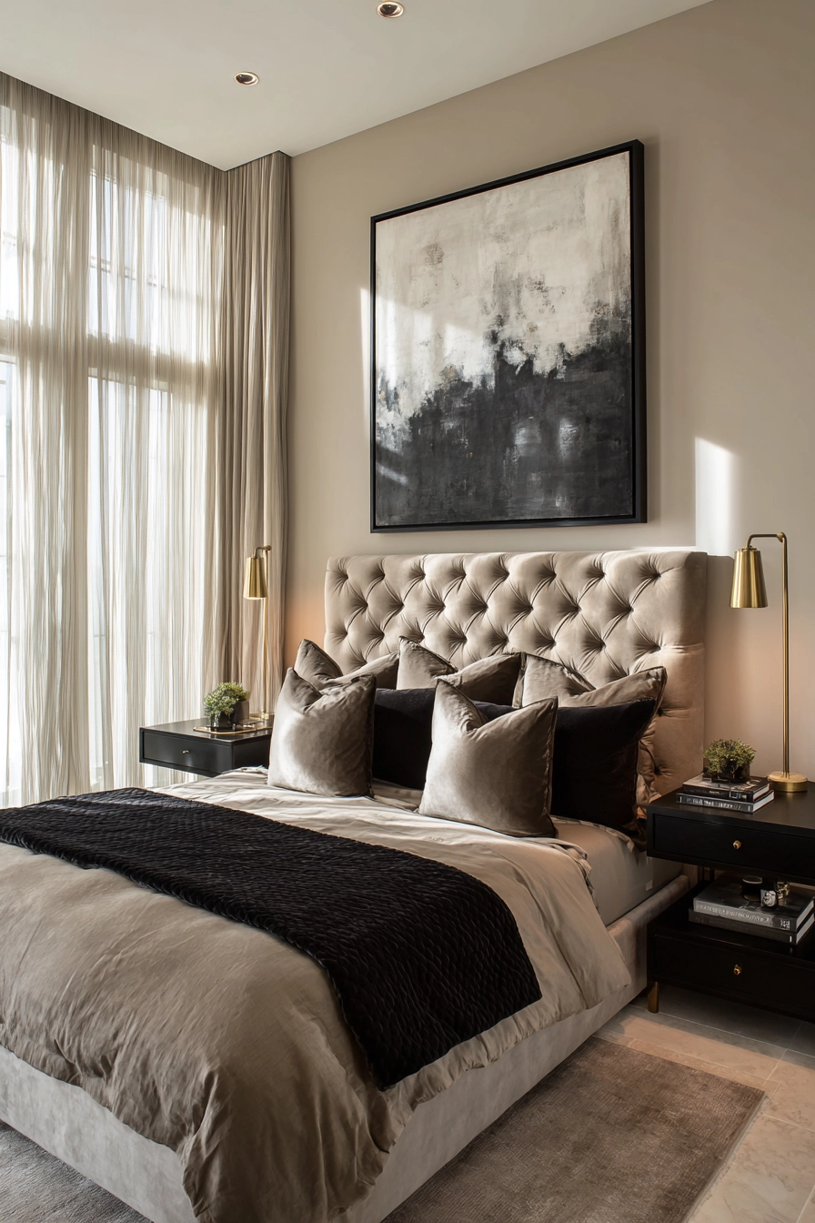 beige and black bedroom 4
