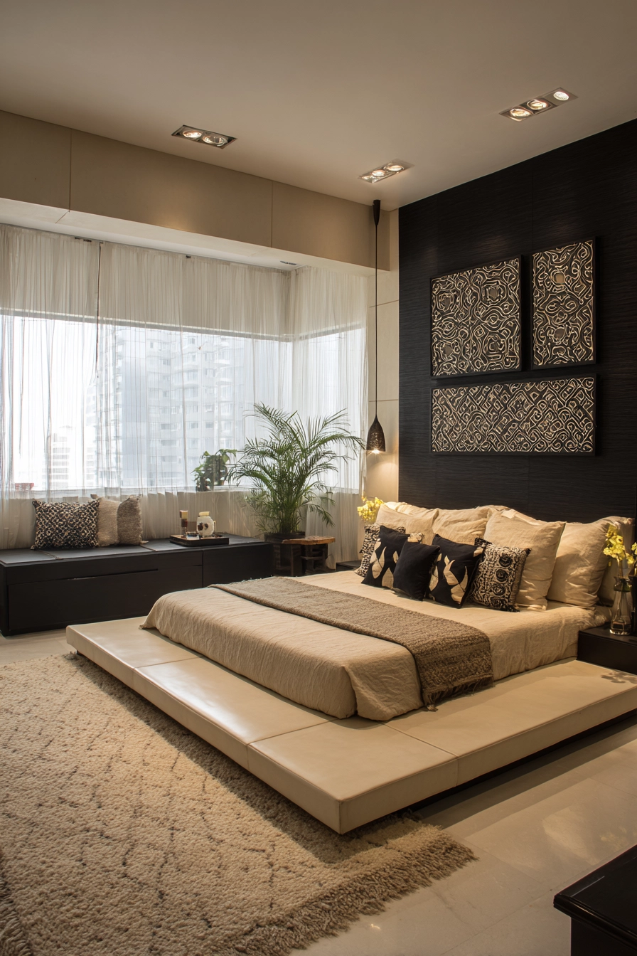 beige and black bedroom 7