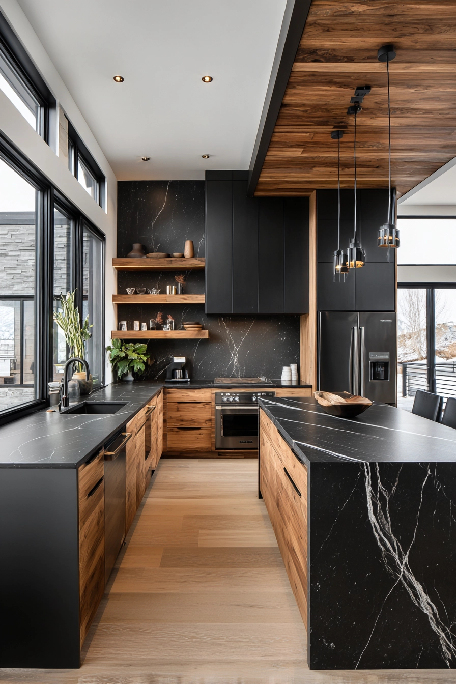 black and wood kitchen 2