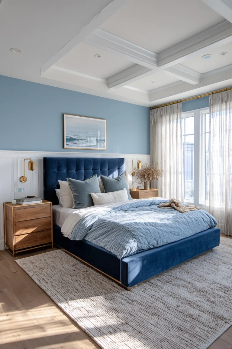 blue accent wall bedroom 1