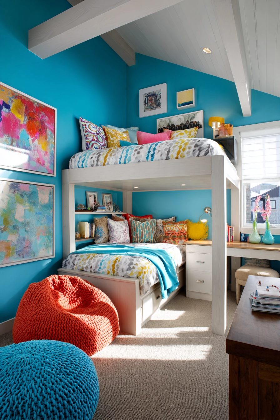 blue accent wall bedroom 17