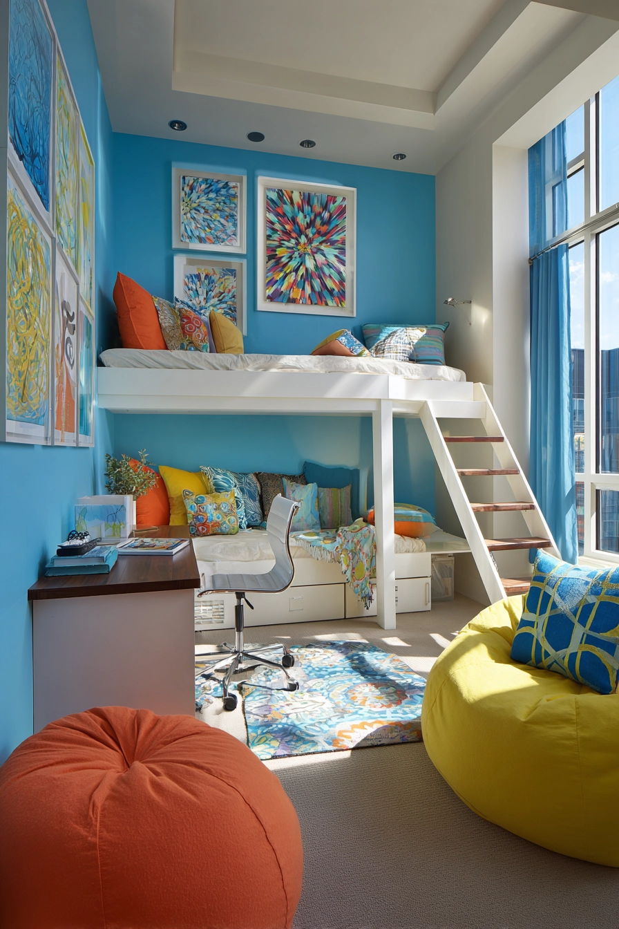 blue accent wall bedroom 18