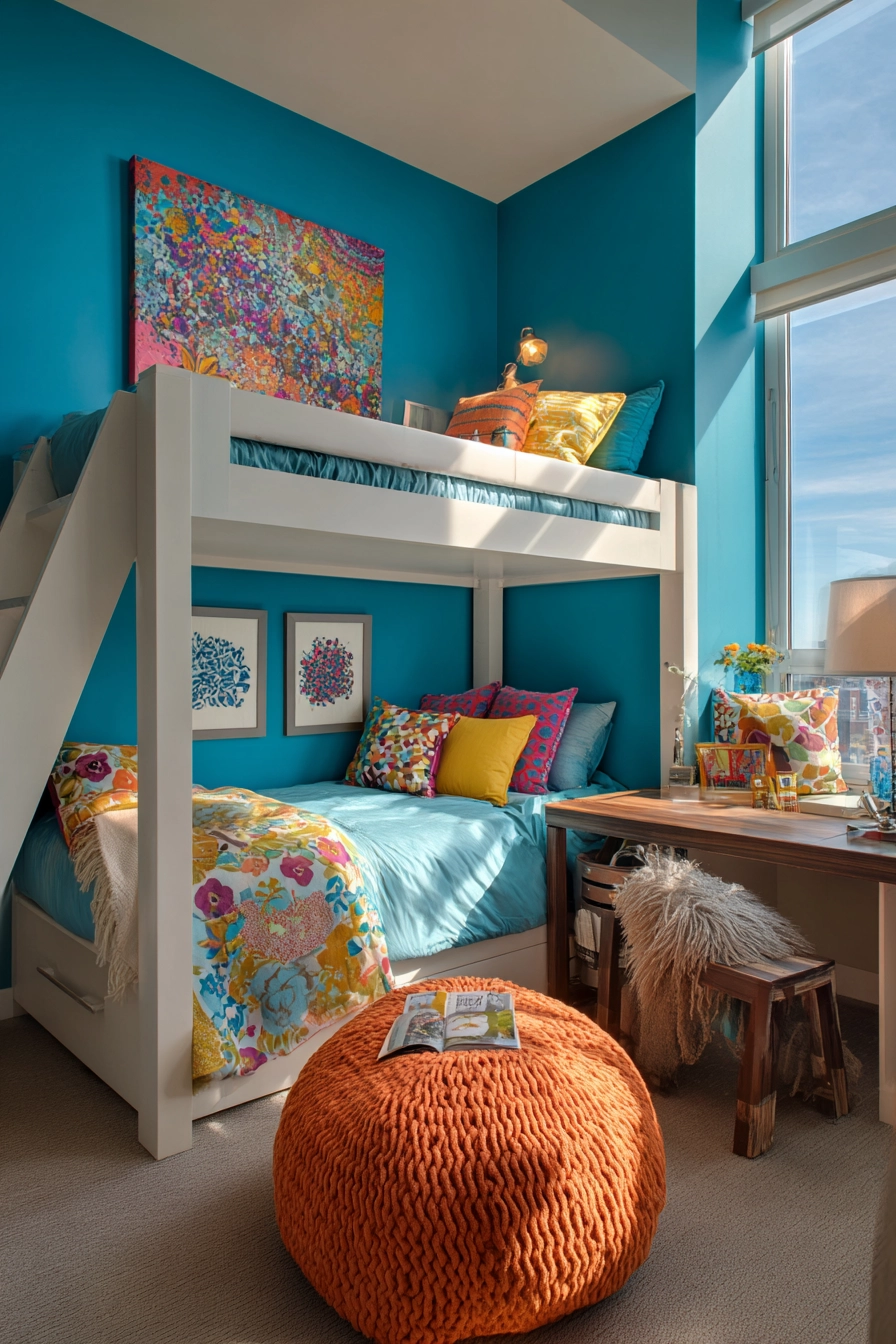 blue accent wall bedroom 19
