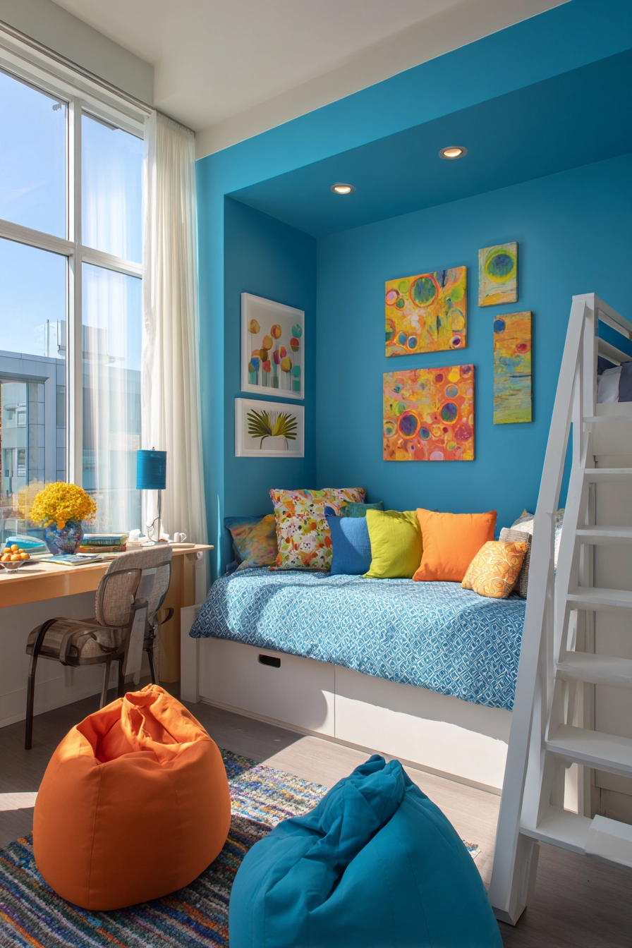 blue accent wall bedroom 20