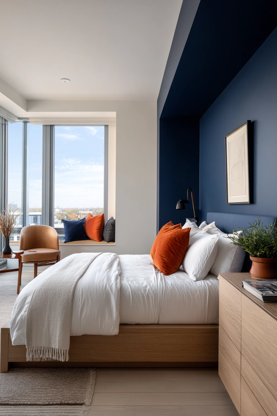 blue accent wall bedroom 7