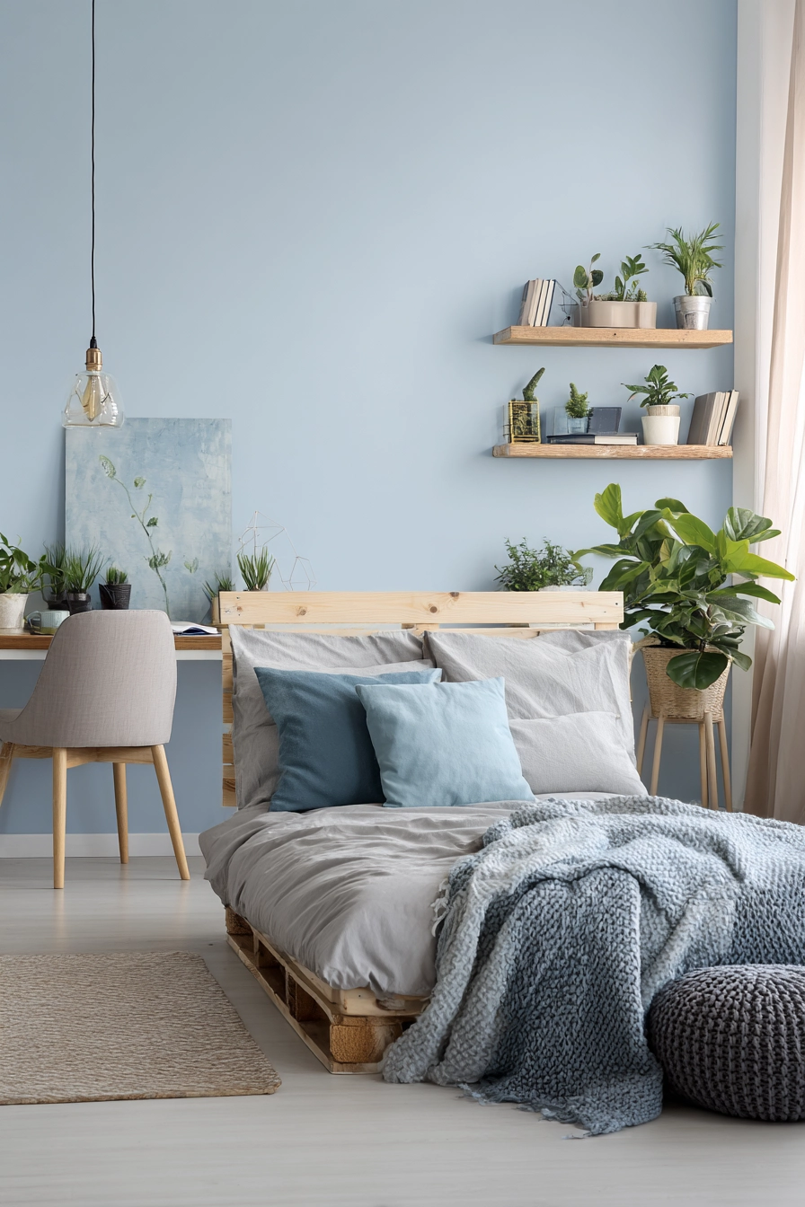 blue accent wall bedroom 9
