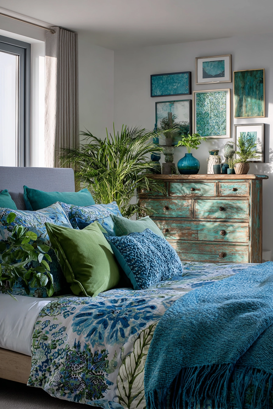 blue and green bedroom 18