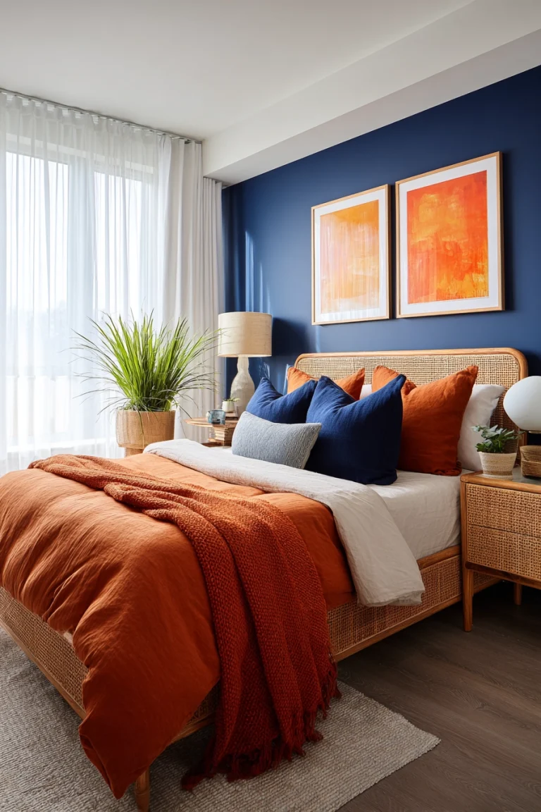 blue and orange bedroom 1