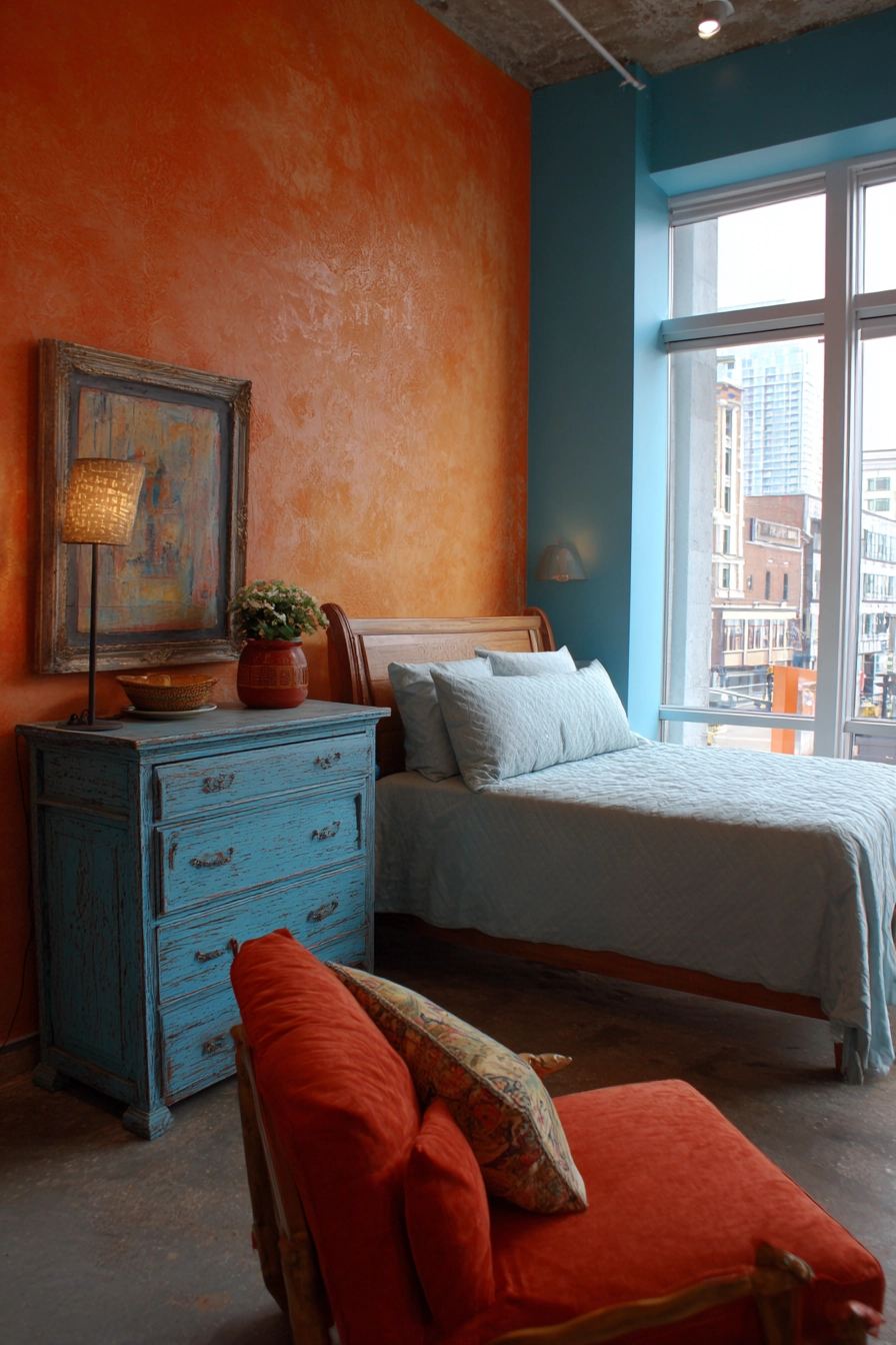blue and orange bedroom 10