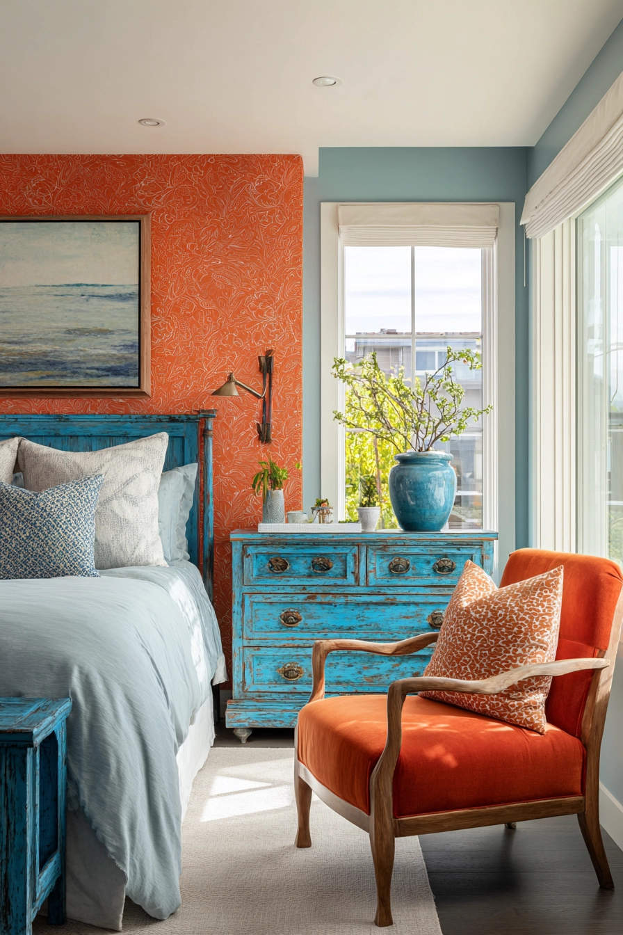 blue and orange bedroom 11