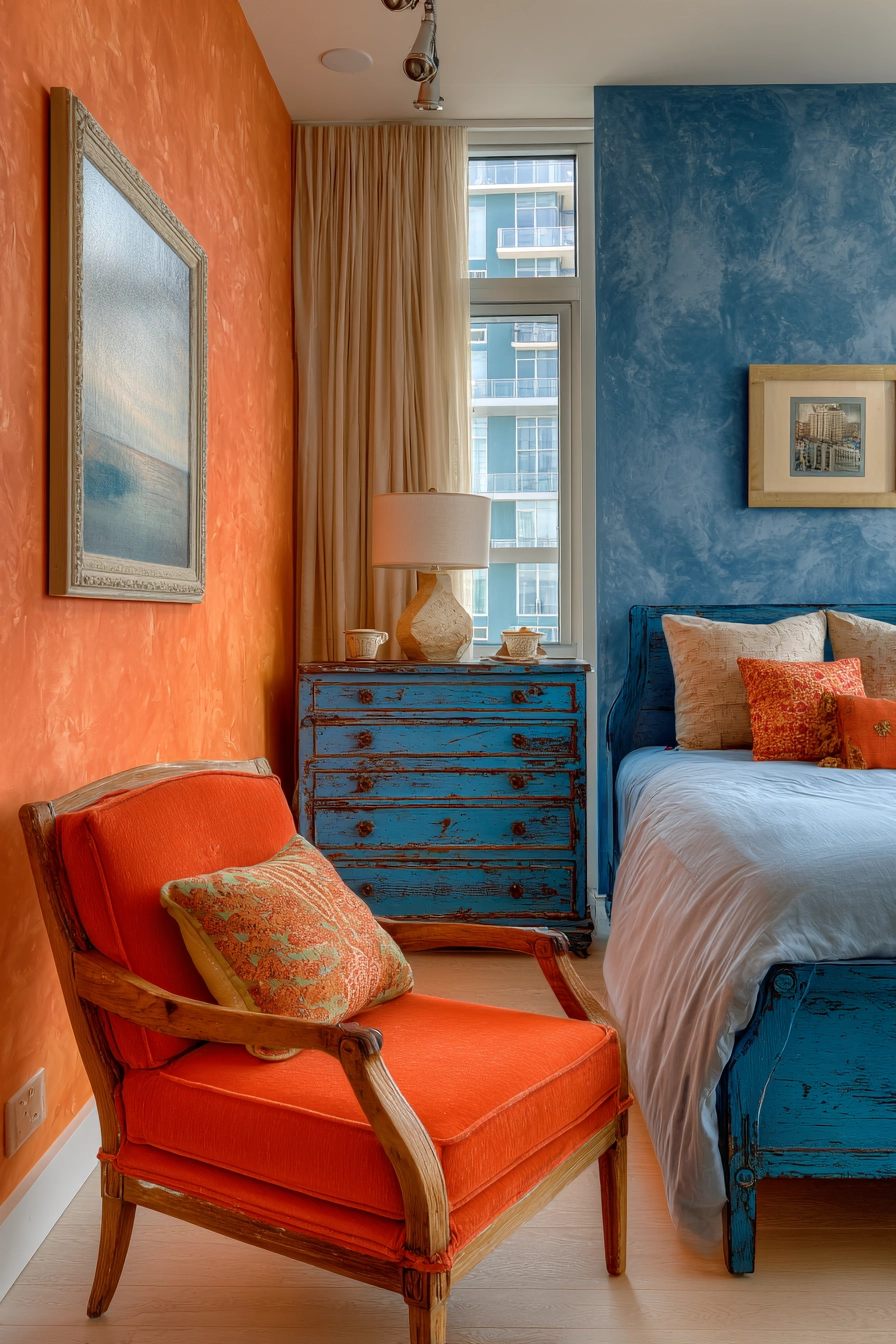 blue and orange bedroom 12