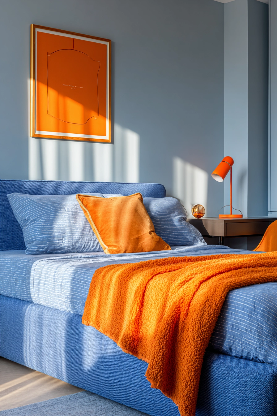blue and orange bedroom 13