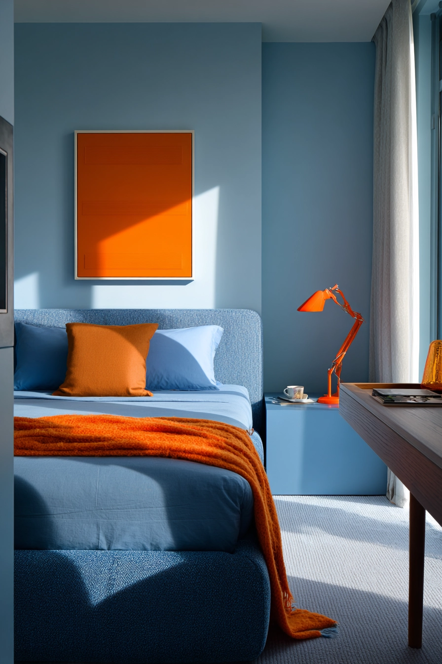 blue and orange bedroom 14
