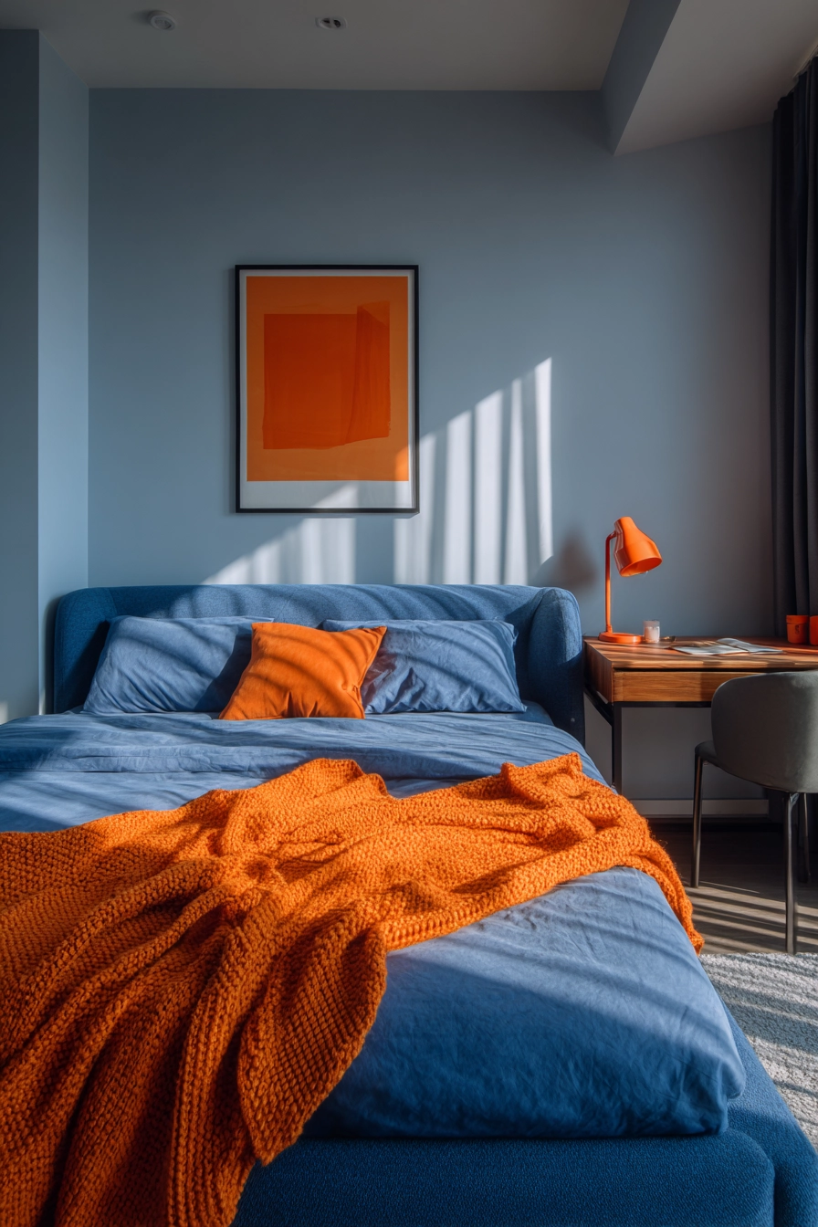 blue and orange bedroom 15