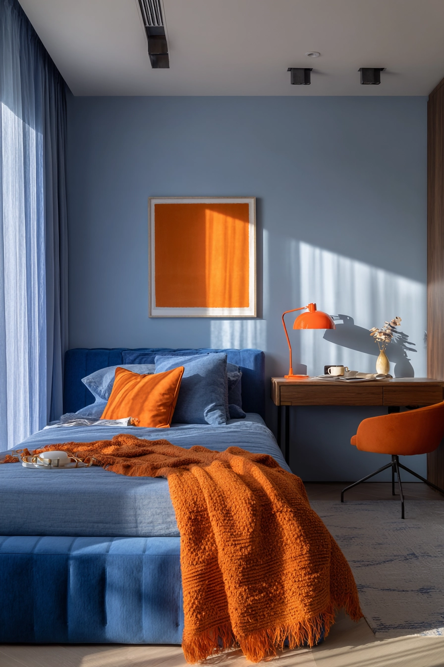 blue and orange bedroom 16
