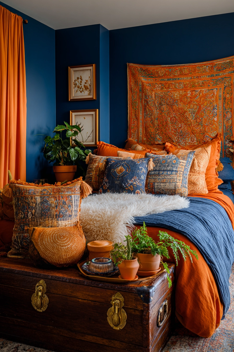 blue and orange bedroom 17