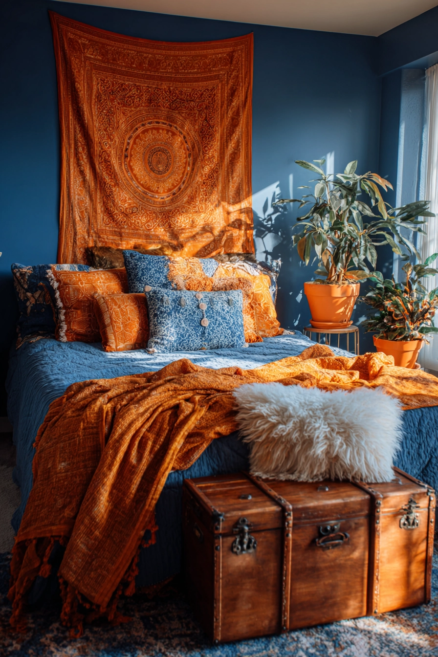 blue and orange bedroom 18