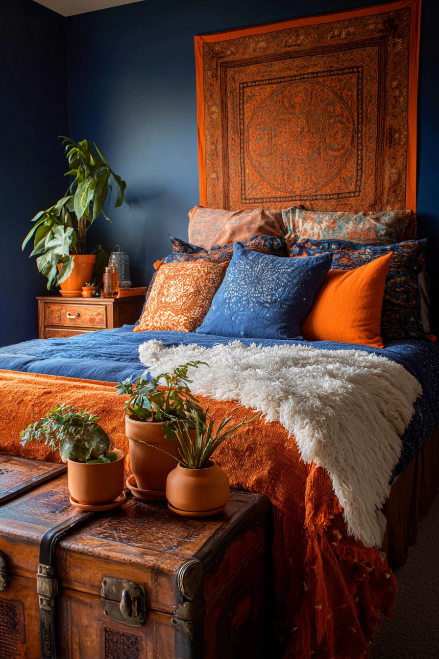 blue and orange bedroom 19