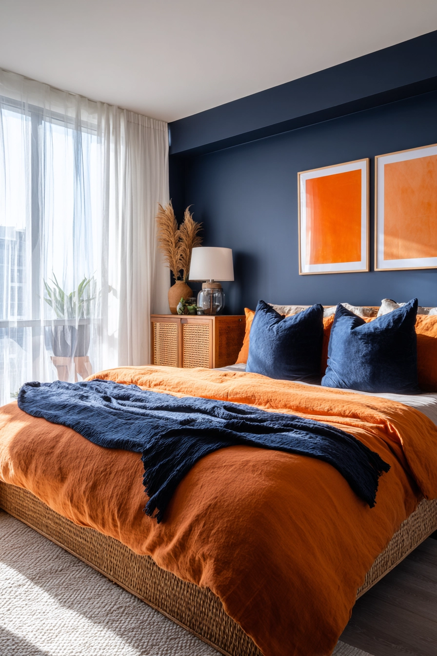 blue and orange bedroom 2