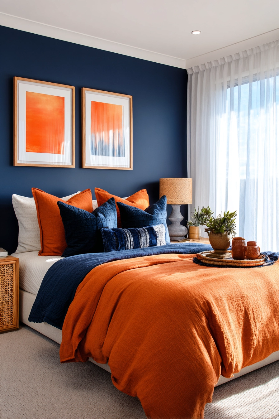 blue and orange bedroom 3