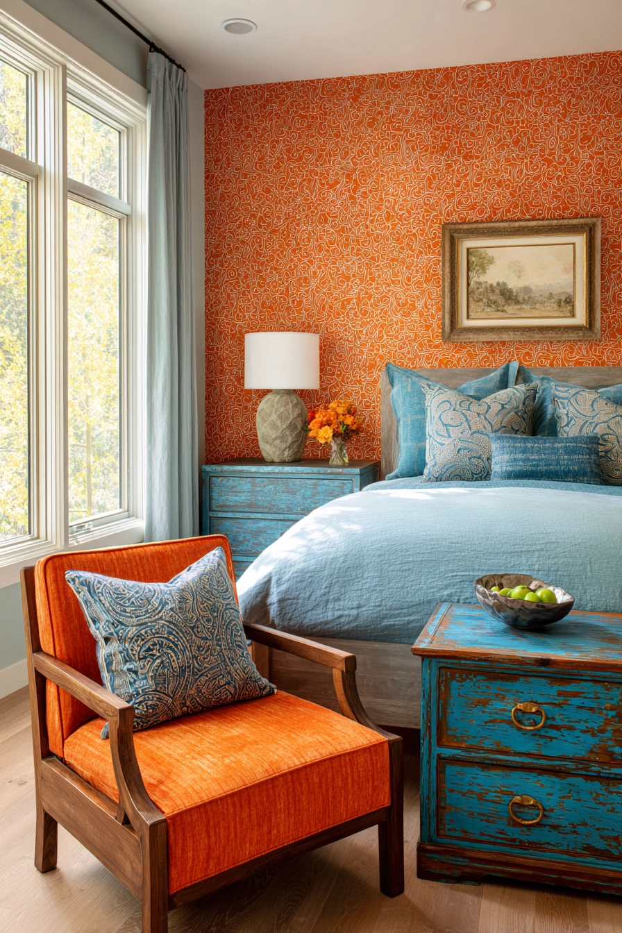 blue and orange bedroom 9