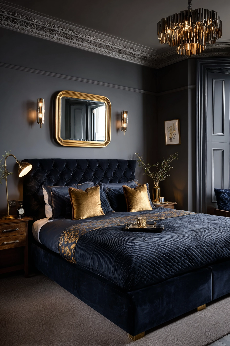 dark neutral bedroom 14