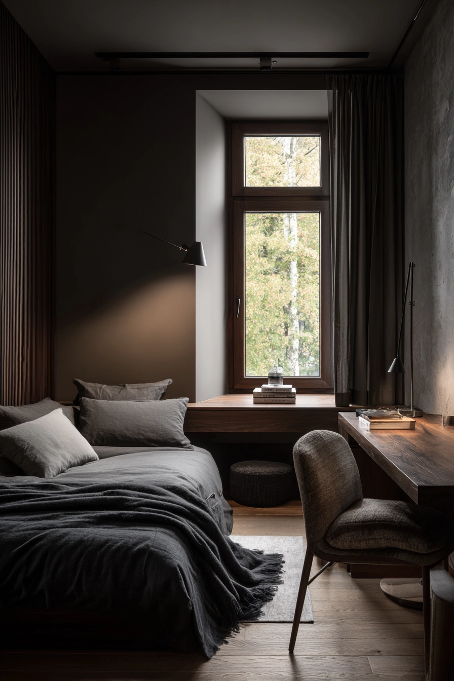 dark neutral bedroom 17