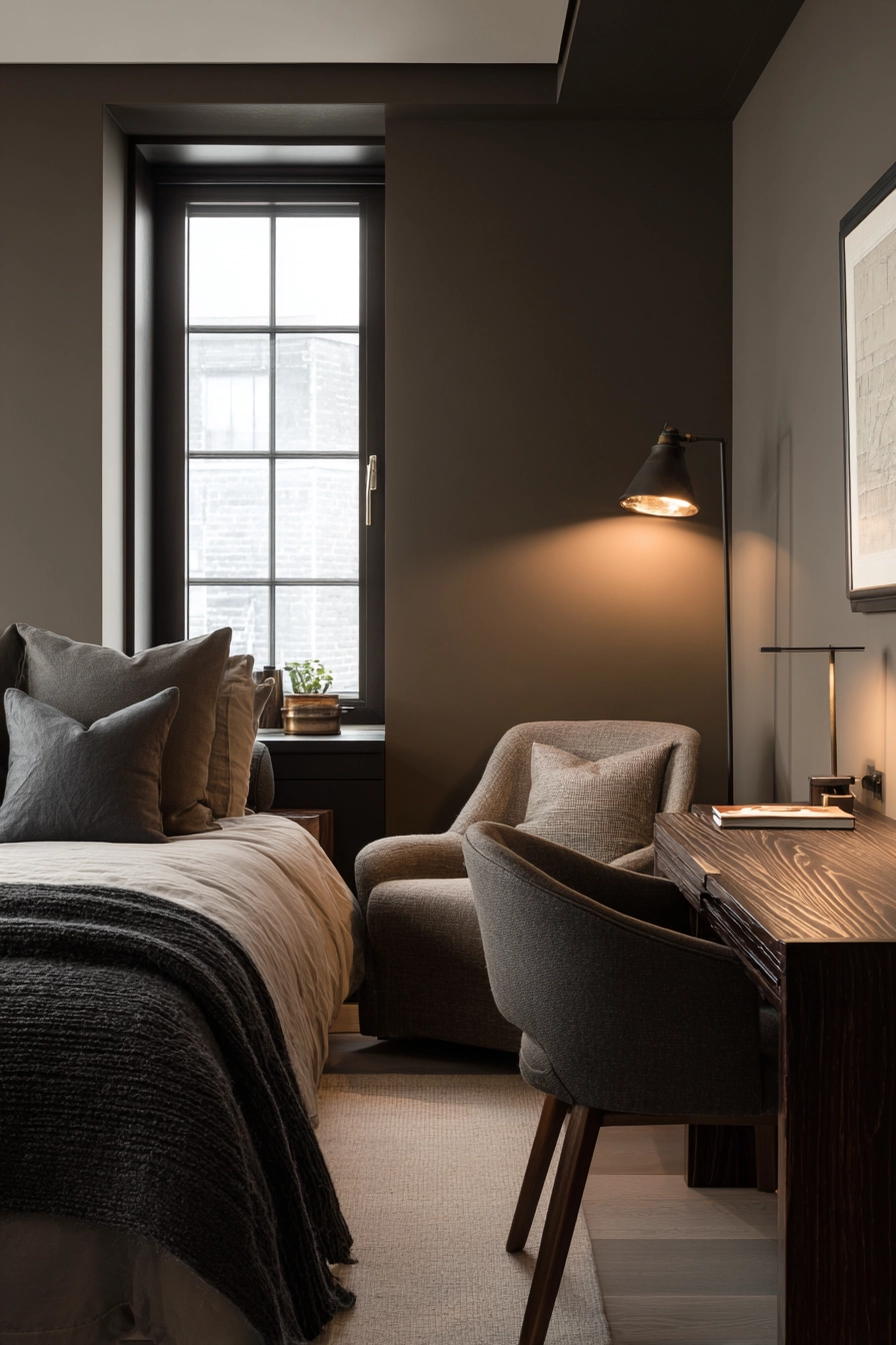 dark neutral bedroom 19