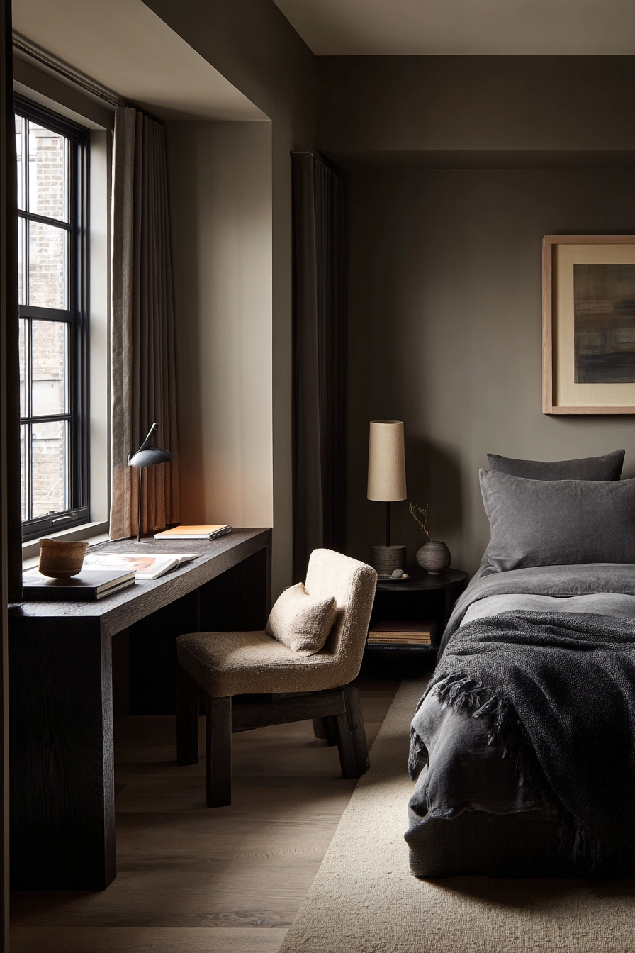 dark neutral bedroom 20