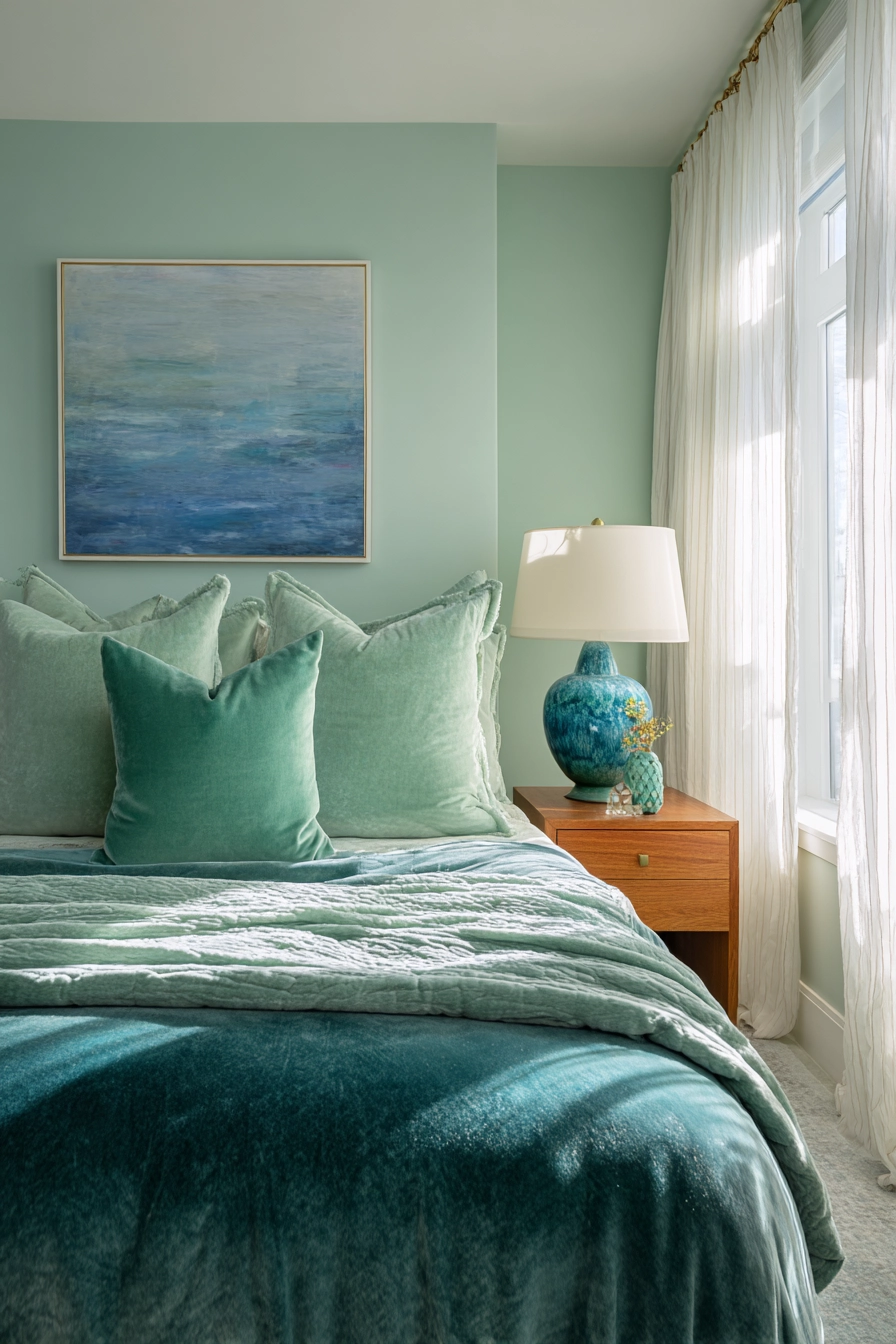 green and blue bedroom 1