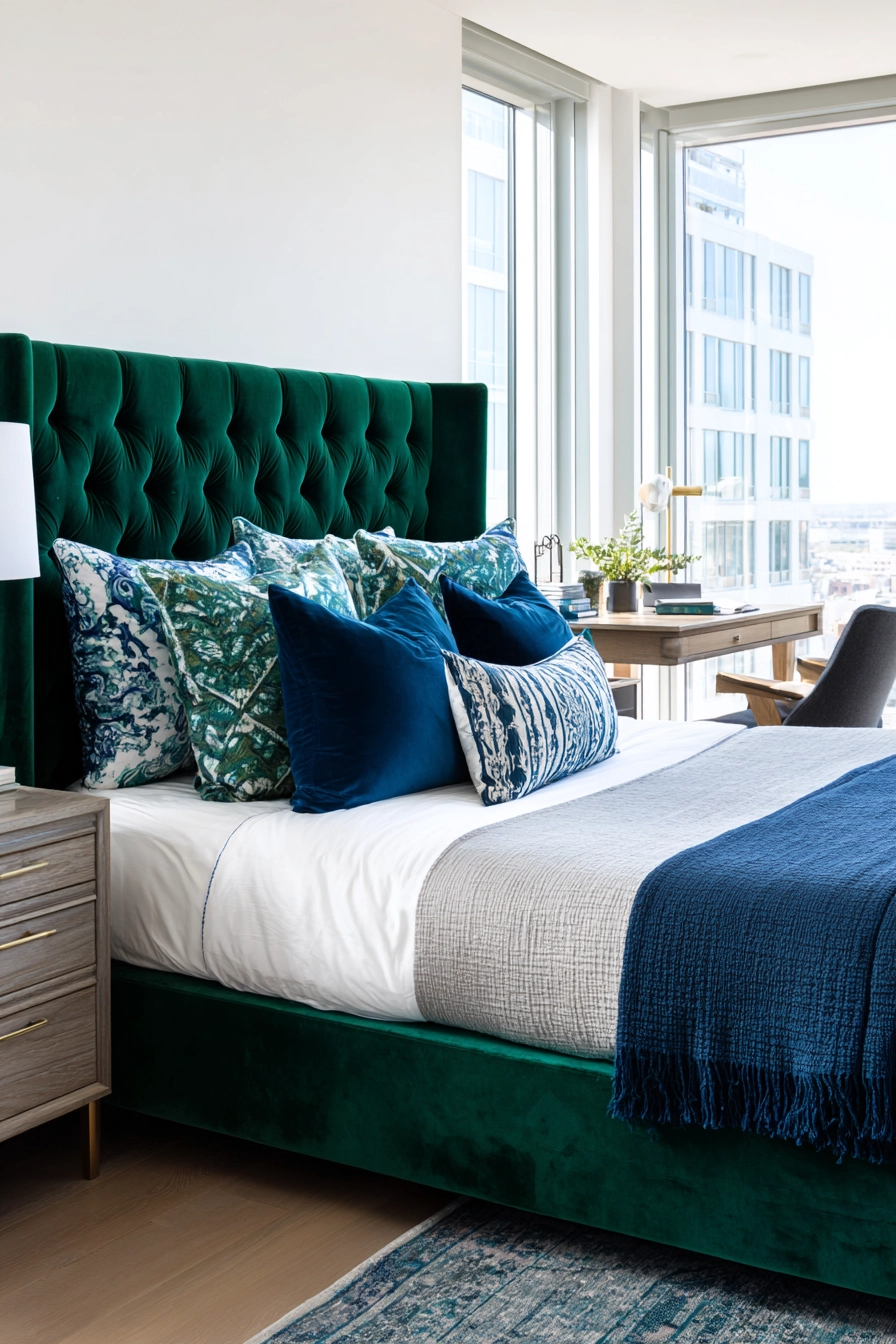 green and blue bedroom 15