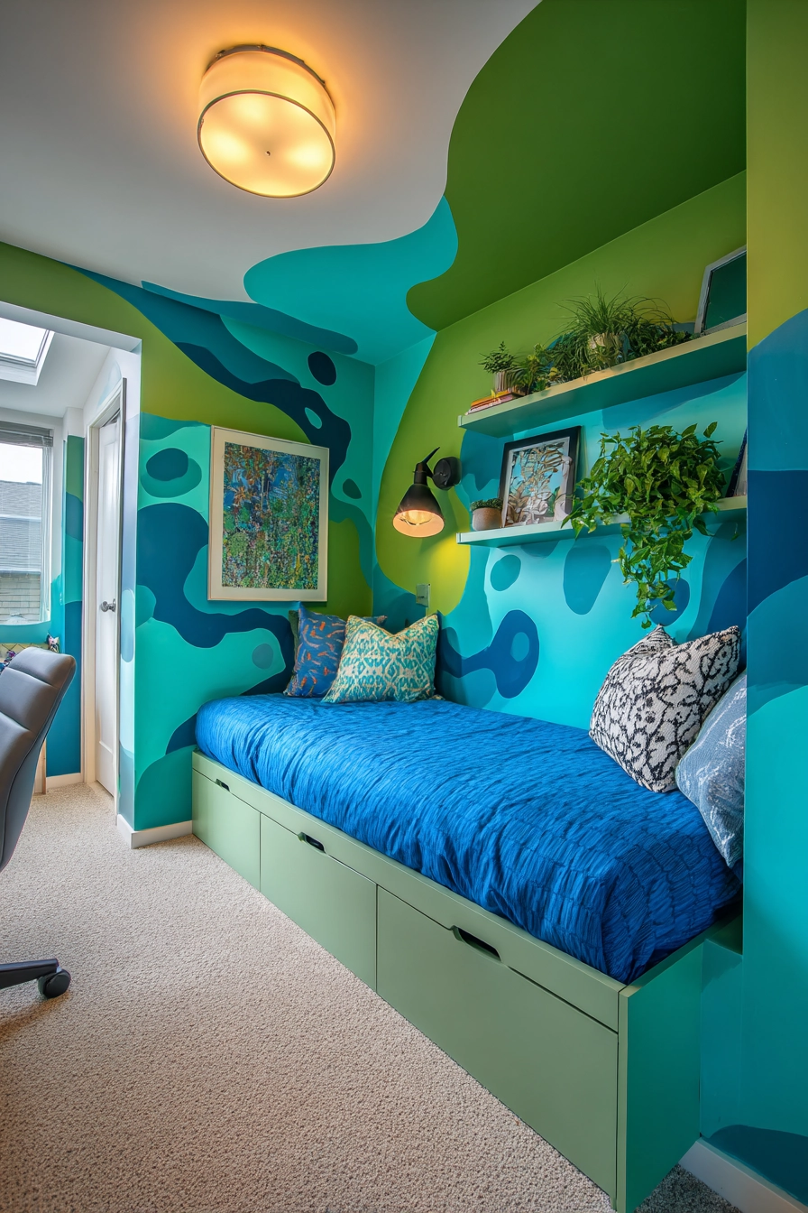 green and blue bedroom 19