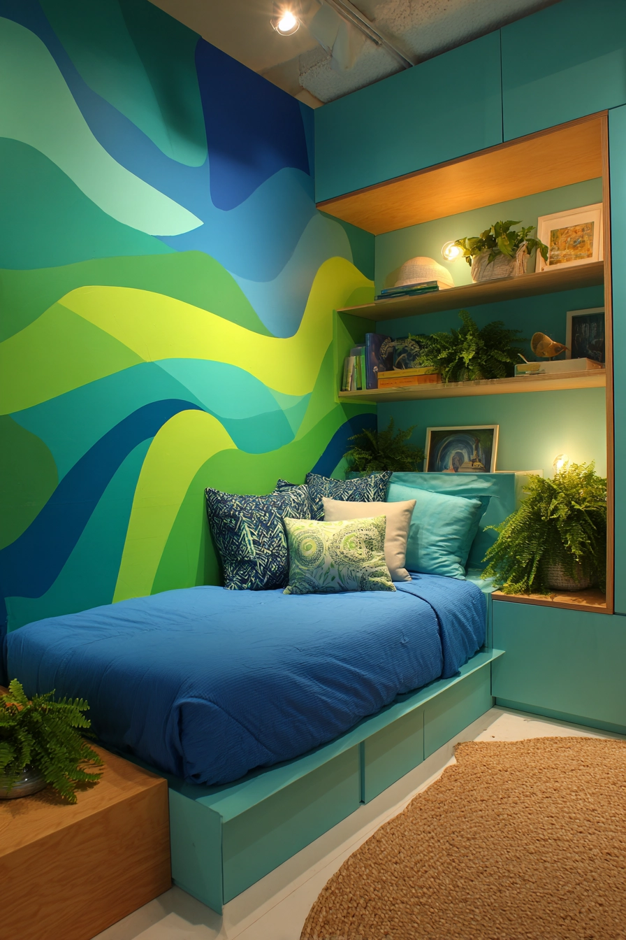green and blue bedroom 20