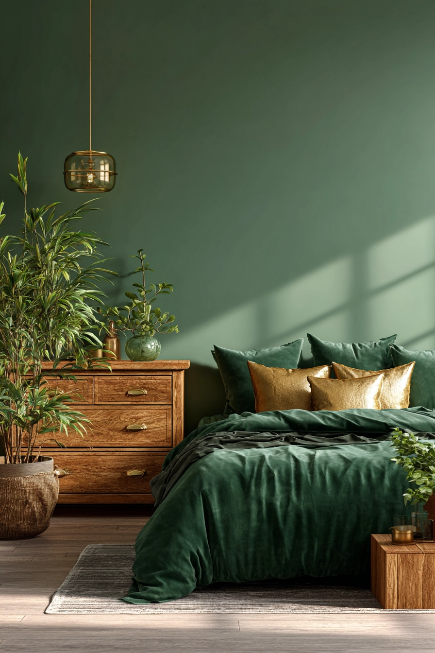 green and gold bedroom 19