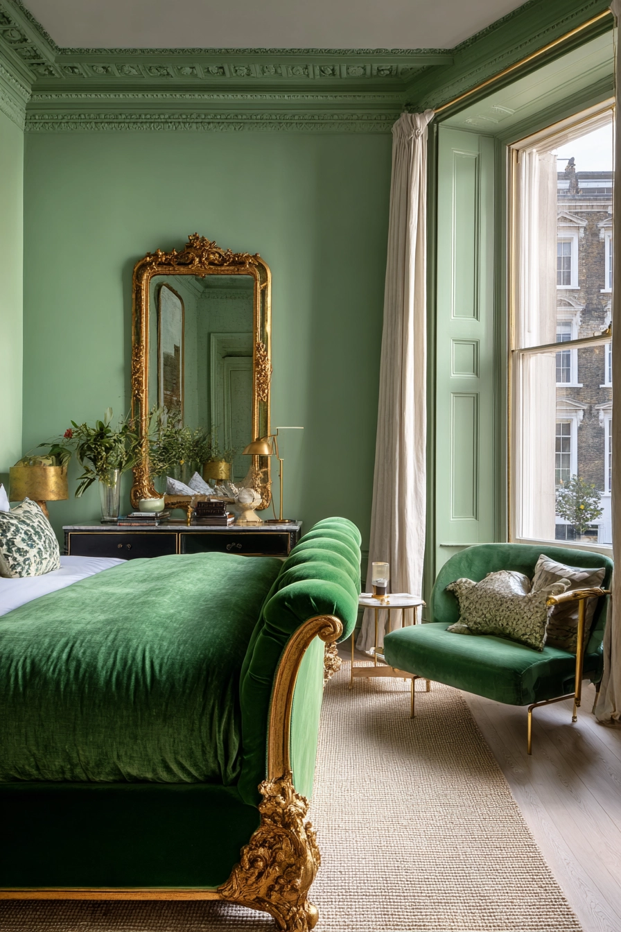 green and gold bedroom 3