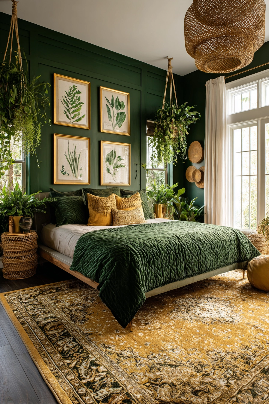 green and gold bedroom 5