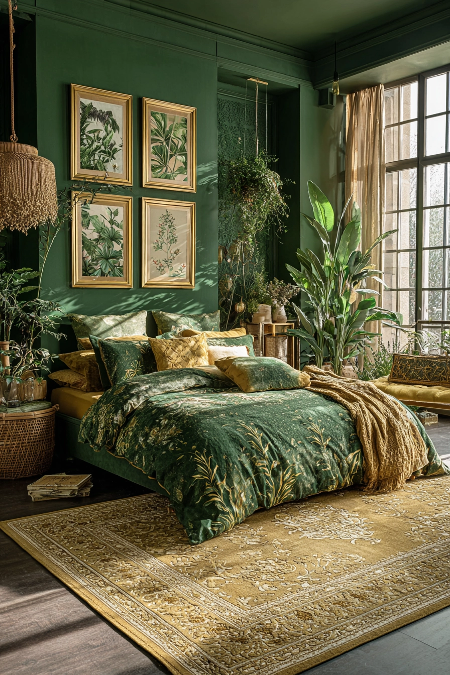 green and gold bedroom 6