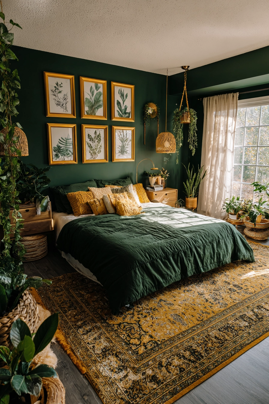 green and gold bedroom 7