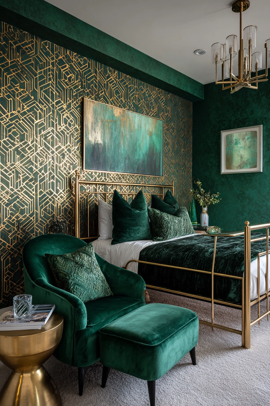 green and gold bedroom 9