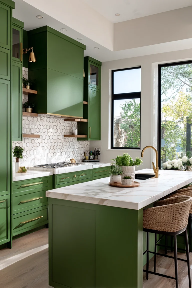 green kitchen cabinets 1