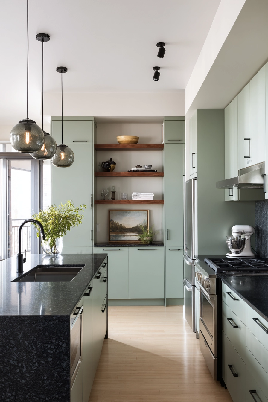green kitchen cabinets 12
